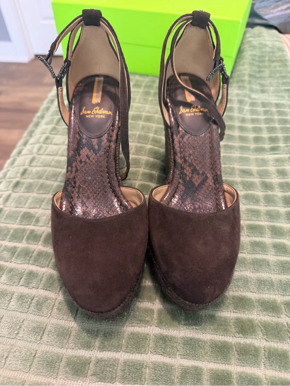 Sam Edelman Nati Chocolate Suede Espadrille Wedges